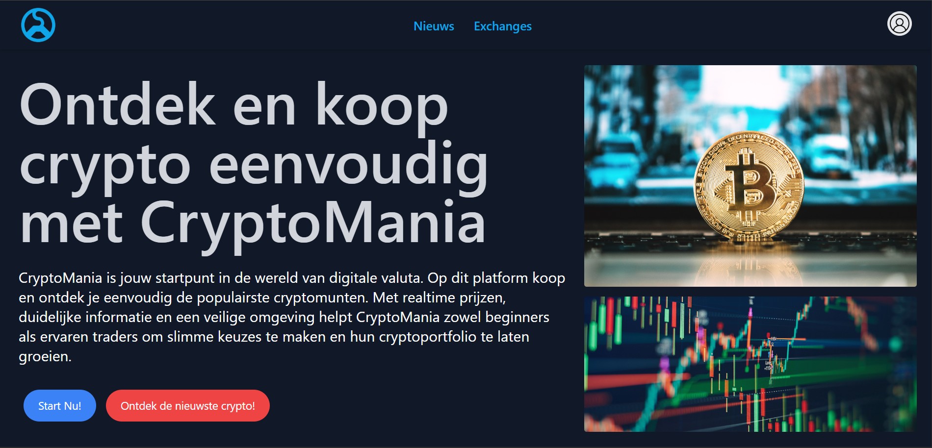 Screenshot van CryptoMania project